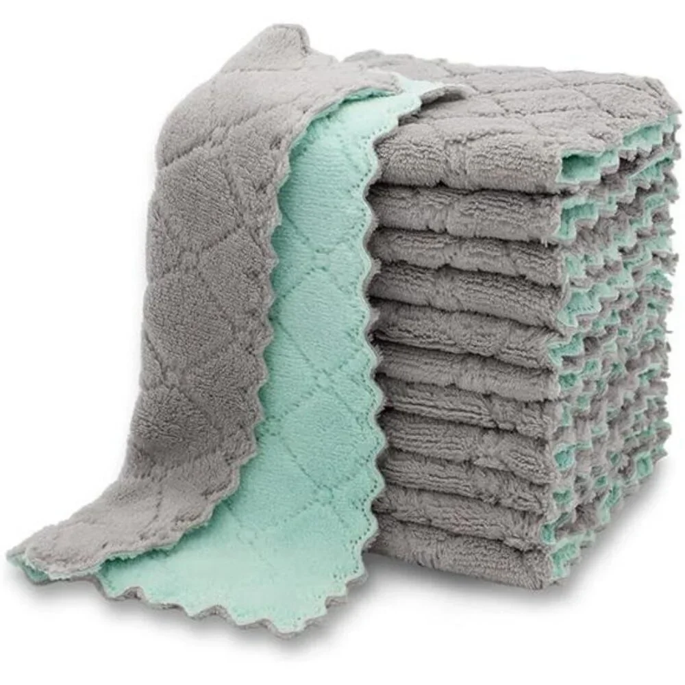 12 Pack Microfiber Dish Towels Super Absorbent Fast Drying Kitchen Rags